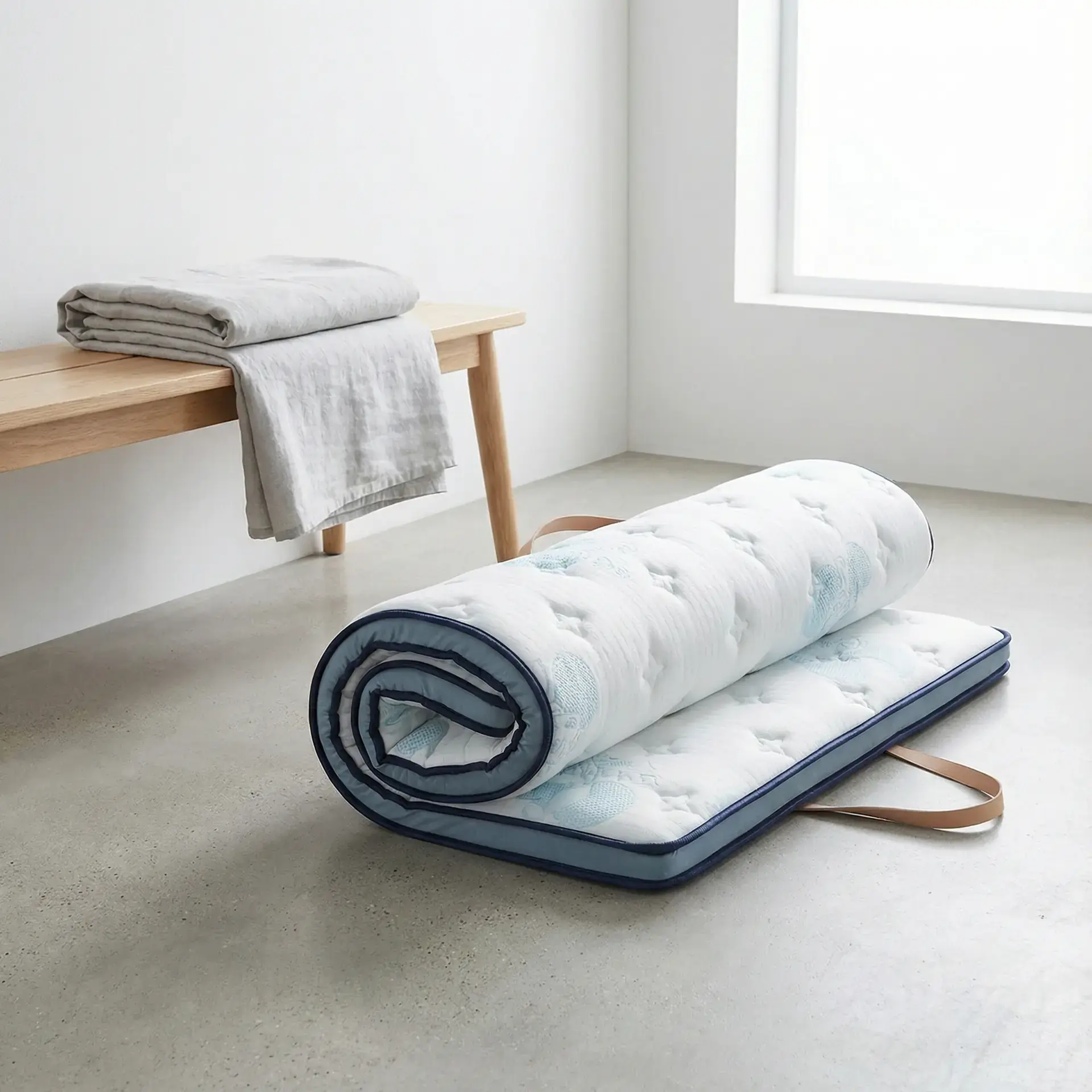 歐歐睏綿朵薄墊床墊 - 涼感布 × 植物性乳膠 × 備長炭釋壓，輕薄卻安穩的支撐